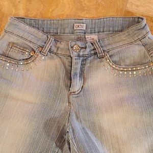 Cache vintage capris lightwash fade & Blinged out!